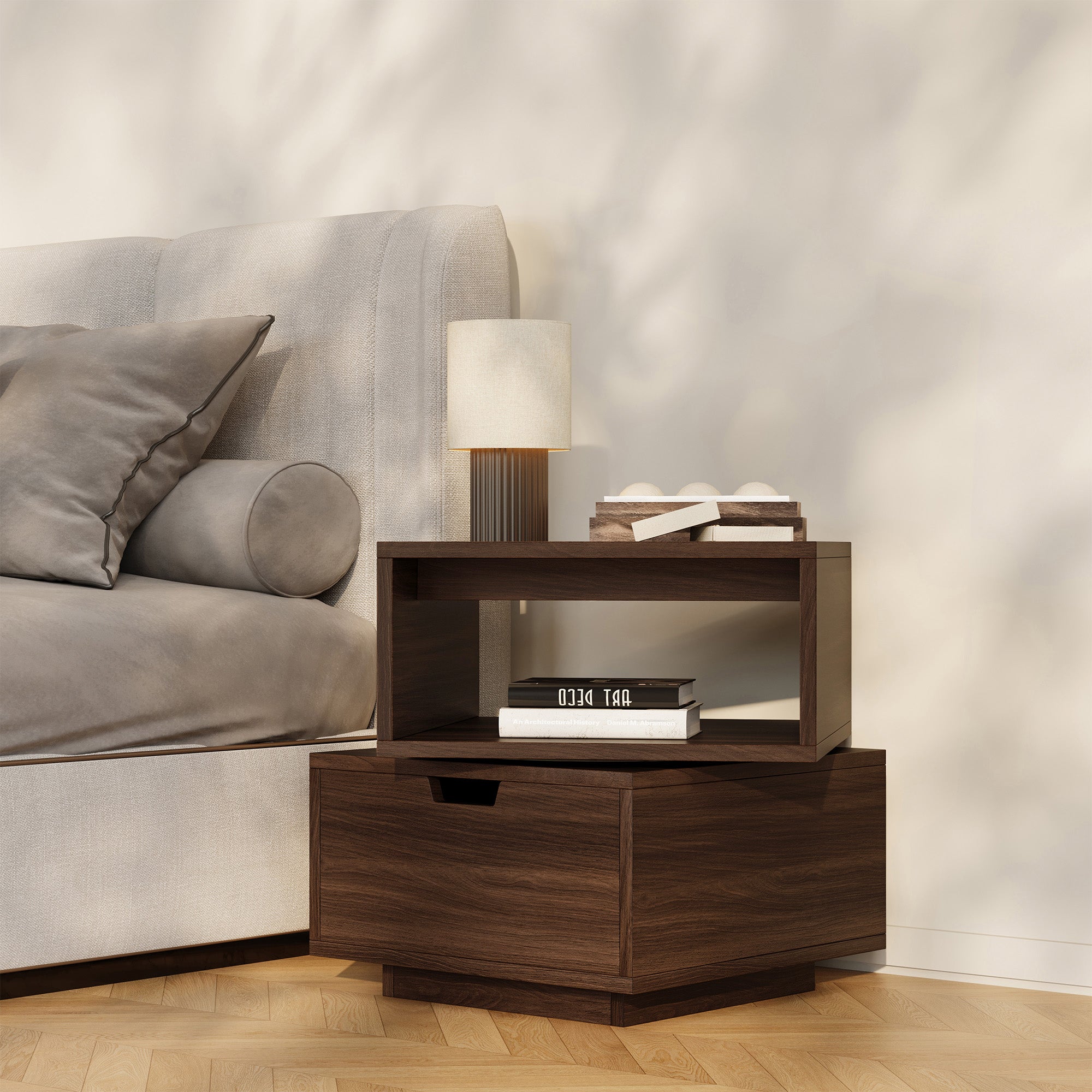 YOWOS 2-Tier Square Rotating Accent Bedside Table-Clearance Sale-7 left