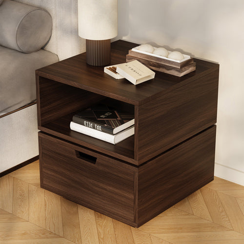 YOWOS 2-Tier Square Rotating Accent Bedside Table-Clearance Sale-7 left