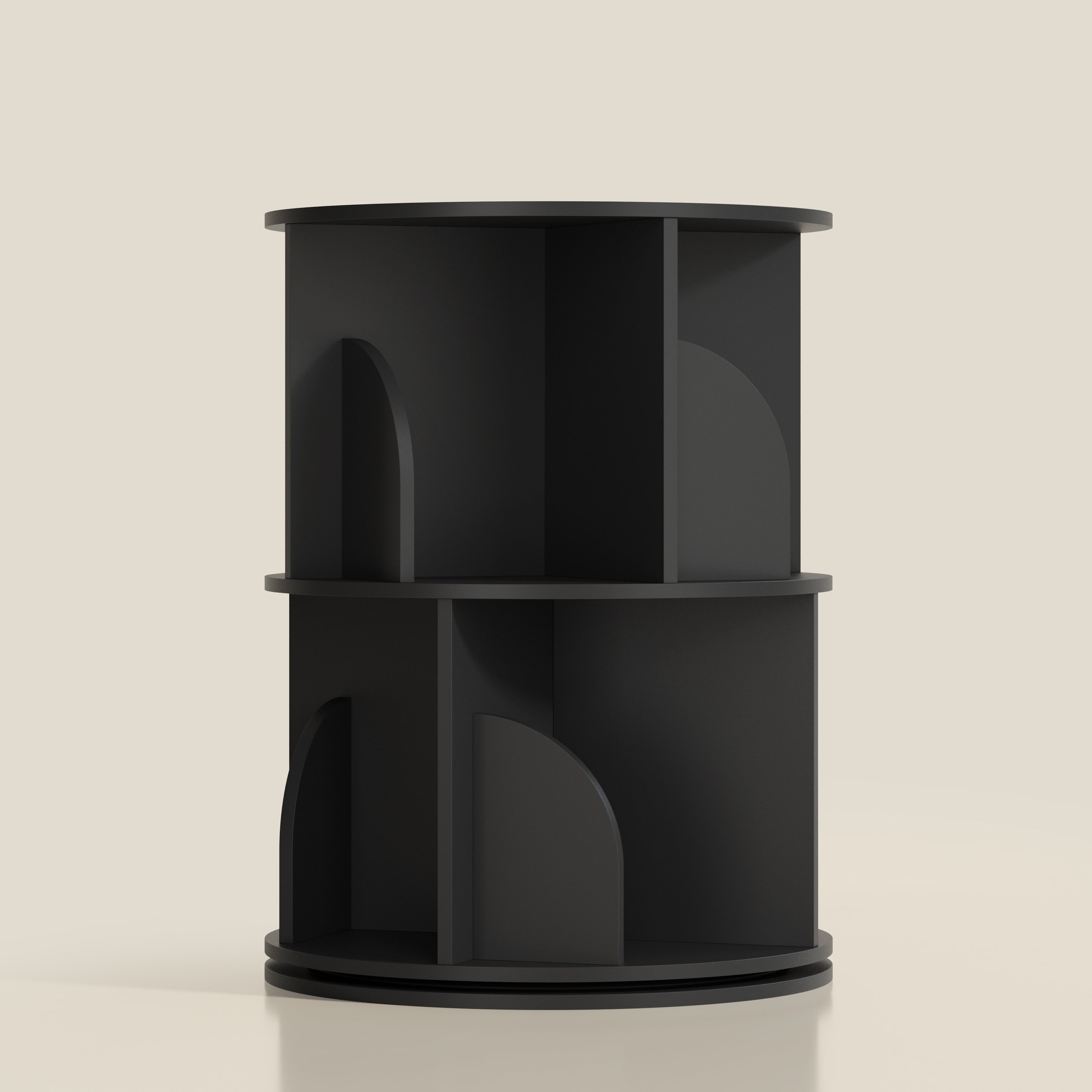 YOWOS Circinus Core 360° Rotating Storage Rack Wood Black 2 Tiers