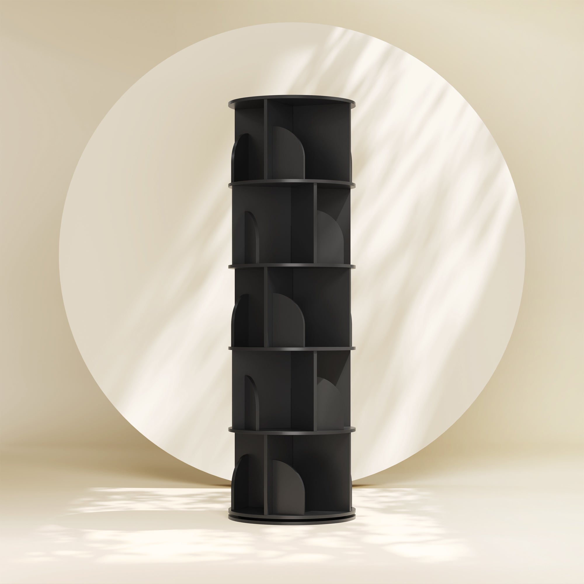 YOWOS Circinus Core 360° Rotating Storage Rack Wood Black 5 Tiers