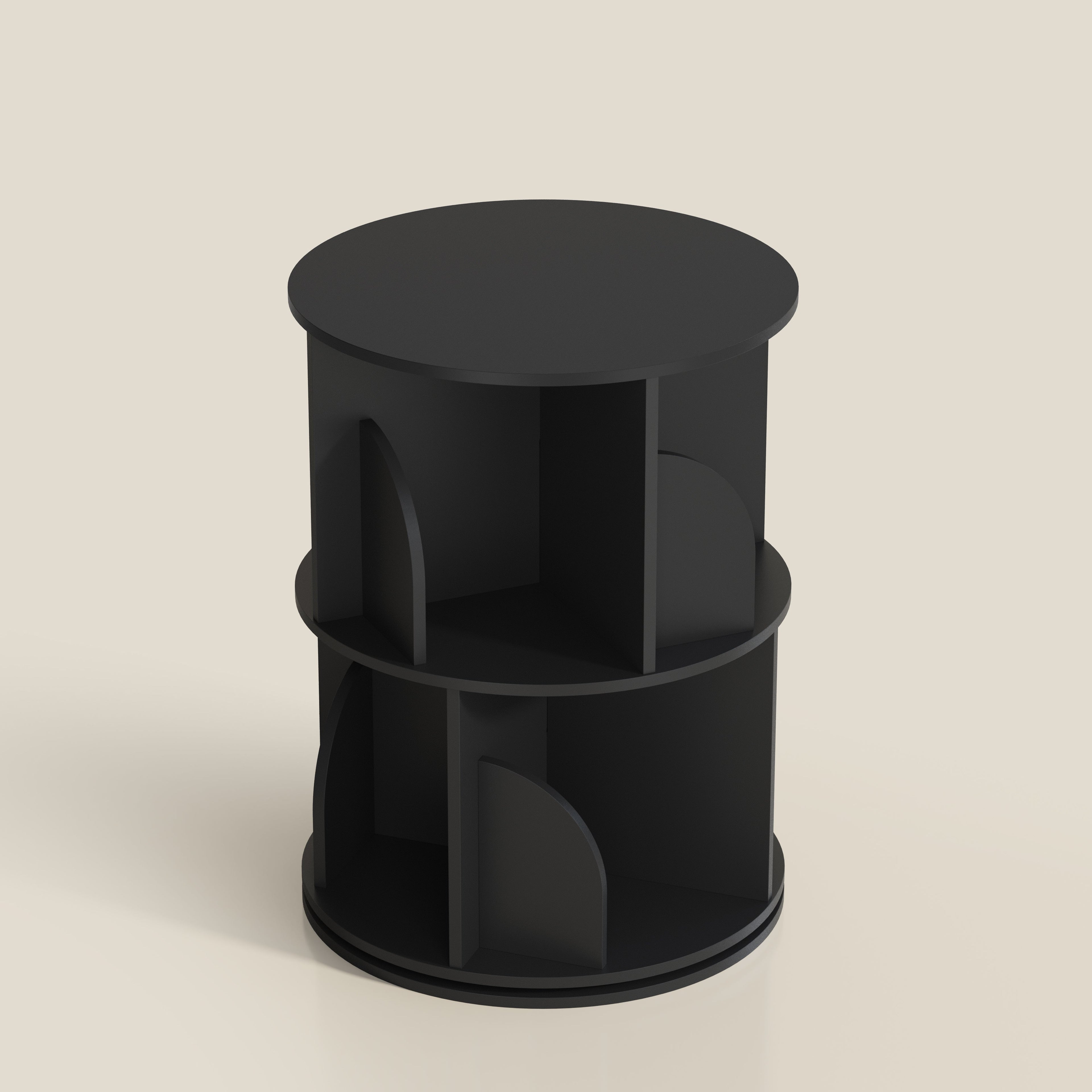 YOWOS Circinus Core 360° Rotating Storage Rack Wood Black 2 Tiers