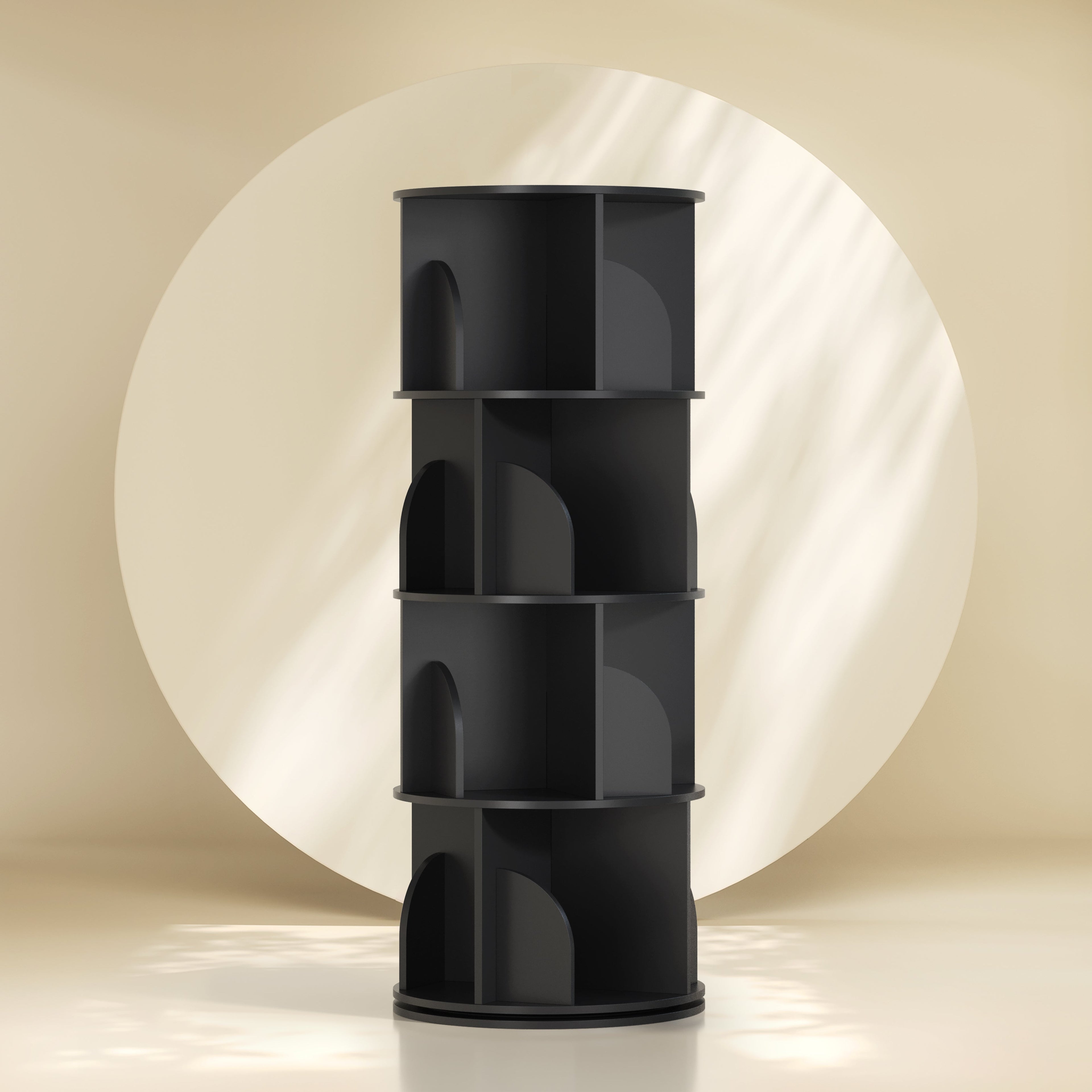 YOWOS Circinus Core 360° Rotating Storage Rack Wood Black 4 Tiers